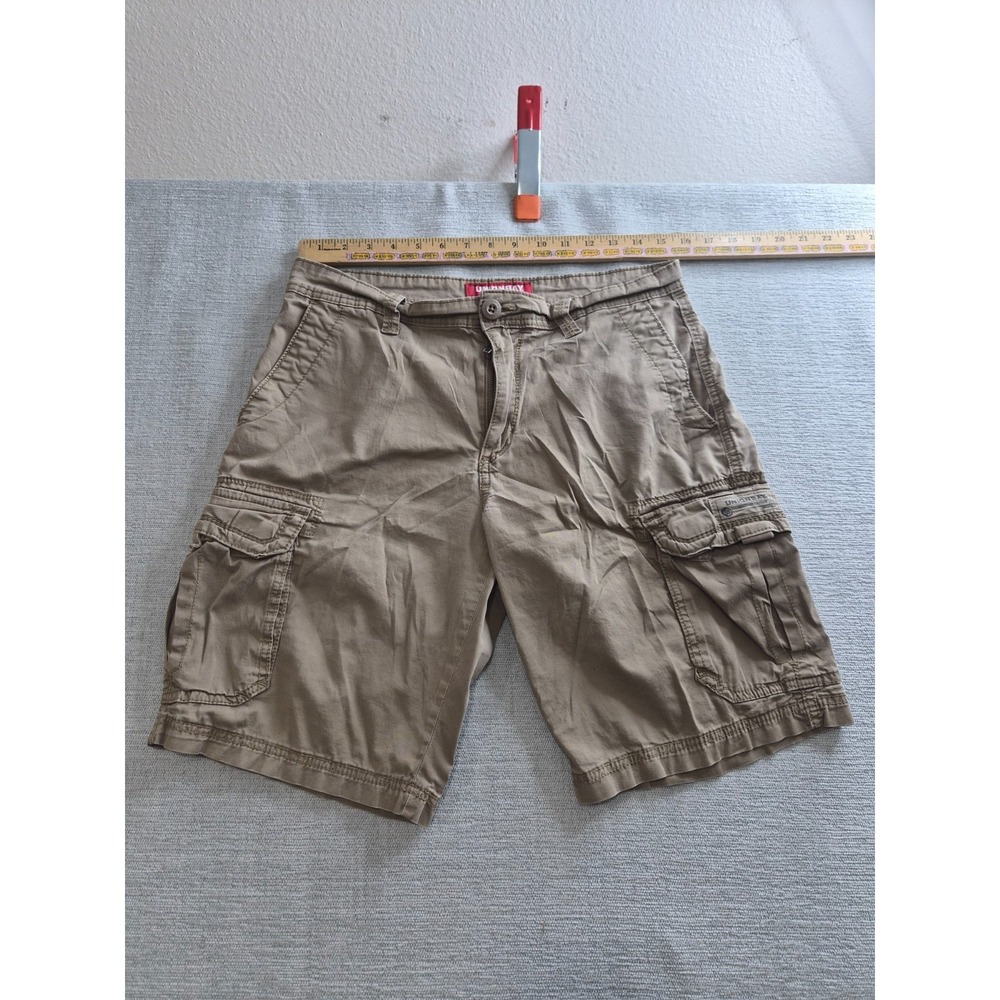 Unionbay Cargo Shorts Mens 30 Beige Cotton Stretch Authentic Fit Outdoor Hiking